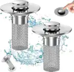 2-in-1 Pop-Up Sink Stopper & Drain Filter - Removable Hair Catcher for Clog-Free Drains