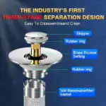 2-in-1 Pop-Up Sink Stopper & Drain Filter - Removable Hair Catcher for Clog-Free Drains - Image 2