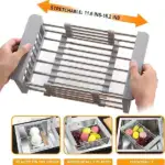 Adjustable Over-the-Sink Dish Drying Rack – Stainless Steel Drain Basket - Image 2