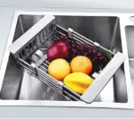 Adjustable Over-the-Sink Dish Drying Rack – Stainless Steel Drain Basket - Image 3